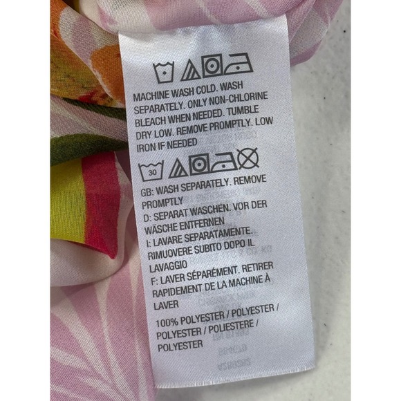 Susan Graver Floral Print V Neck Caftan Top 2X 3XL Pink Orange Green - Picture 11 of 13